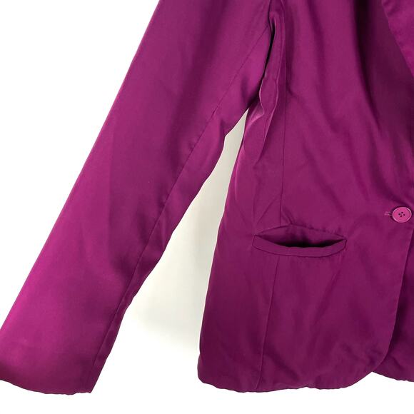 Endless Rose Blazer Purple Crepe Pockets One-Button Notch Collar‎ Sz M - Picture 8 of 12